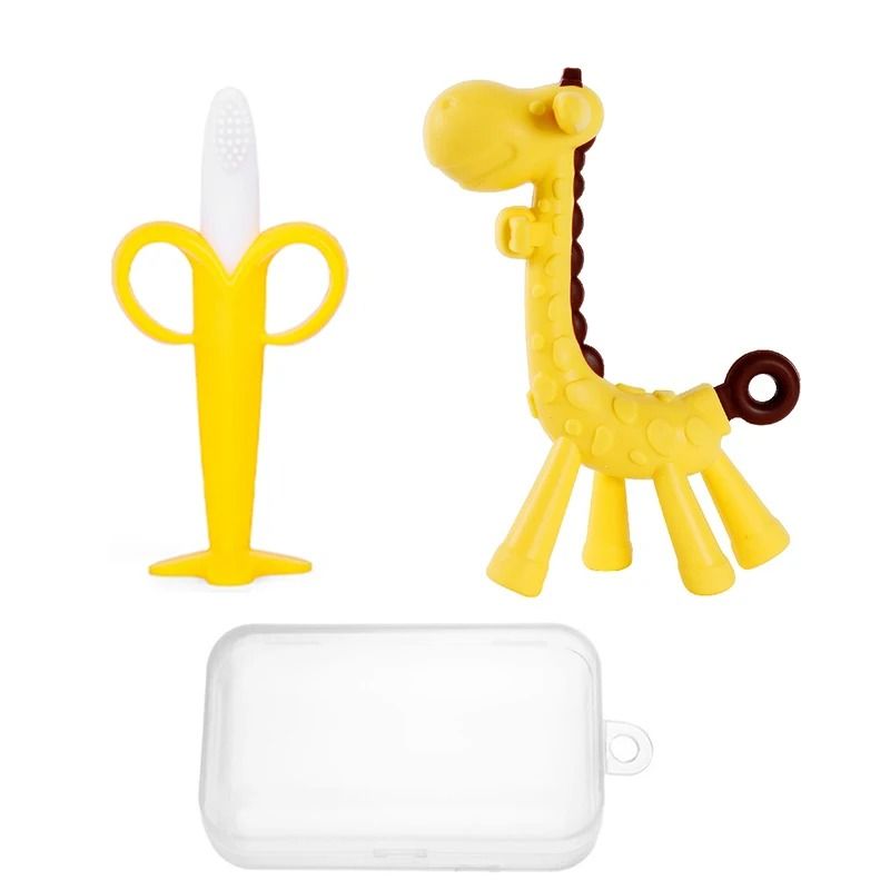 Baby Silicone Banana Teething Toothbrush And Gum Soothing Chew Toy Set 7