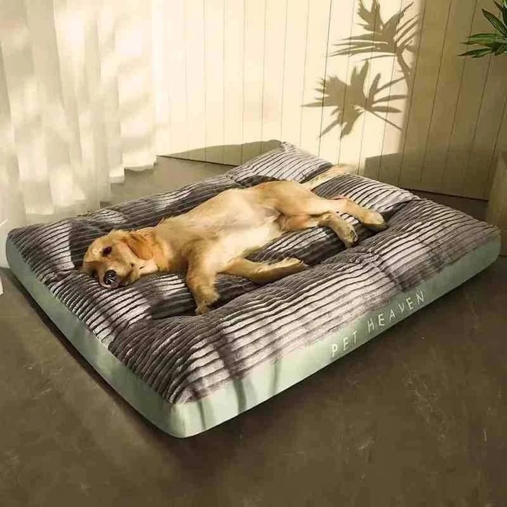 Winter Warm Corduroy Dog Bed With Washable Soft Sleeping Mat 3