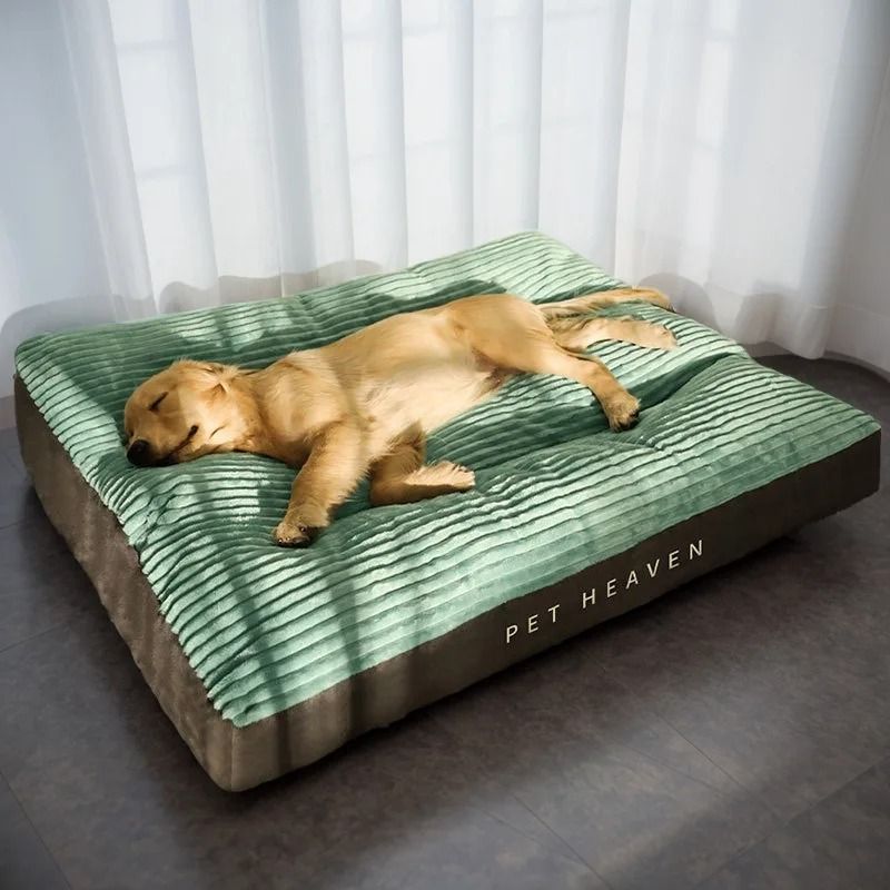 Winter Warm Corduroy Dog Bed With Washable Soft Sleeping Mat 6