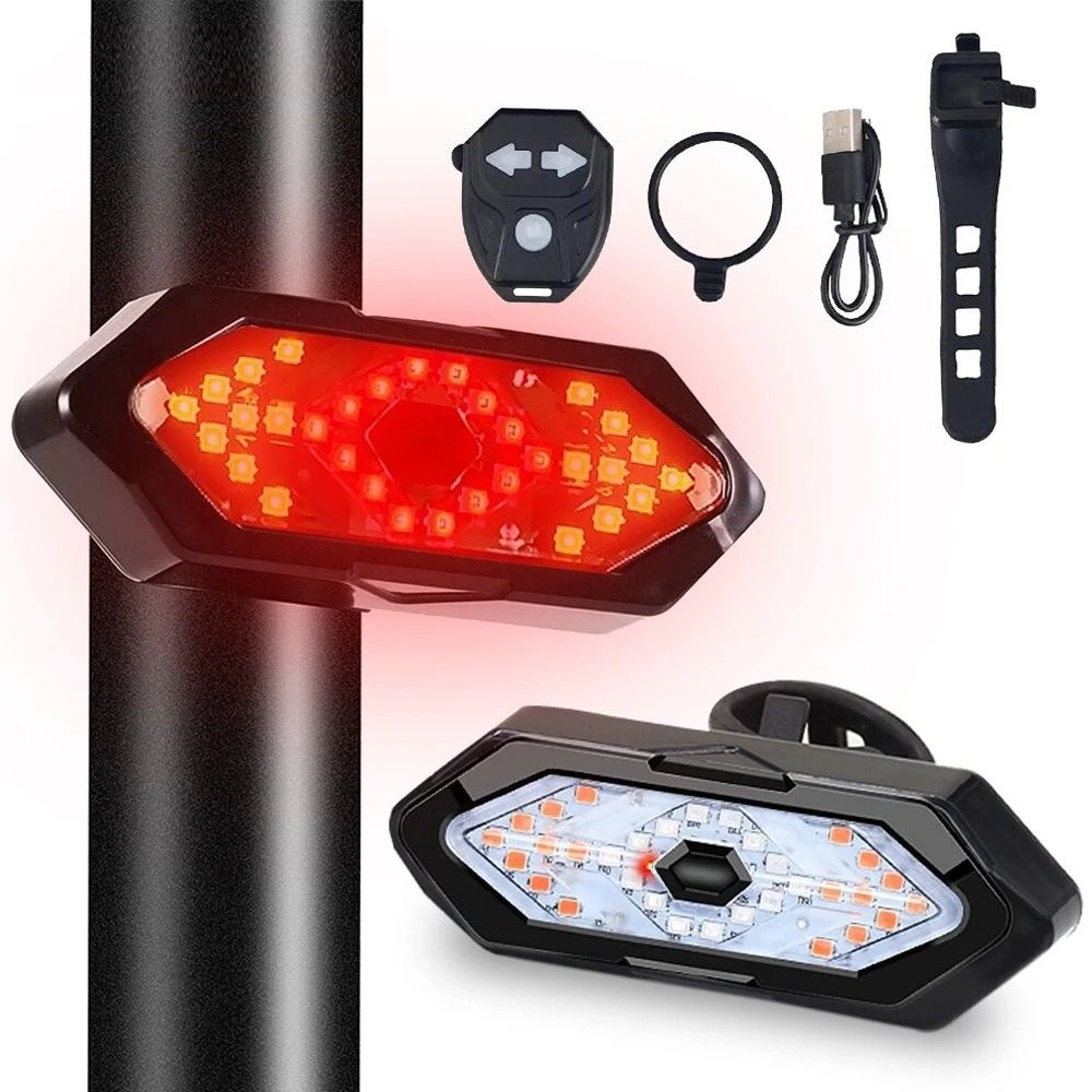 USB Rechargeable Bicycle Turn Signal Rear Light With Wireless Remote 2
