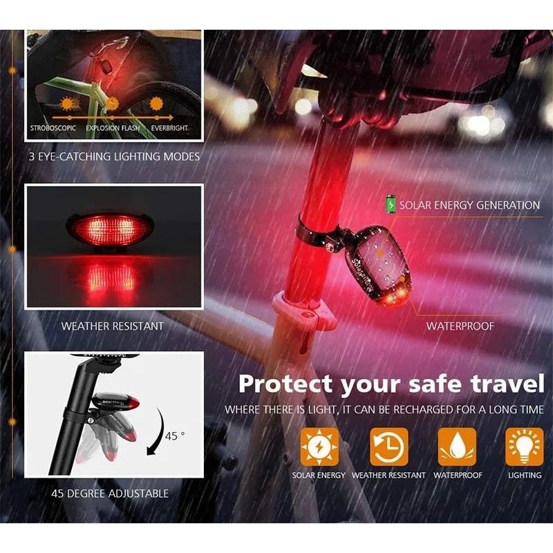 Keep Your Bike Visible And Safe In Low Light With This Solar Powered Bicycle Rear Tail Light Design 1