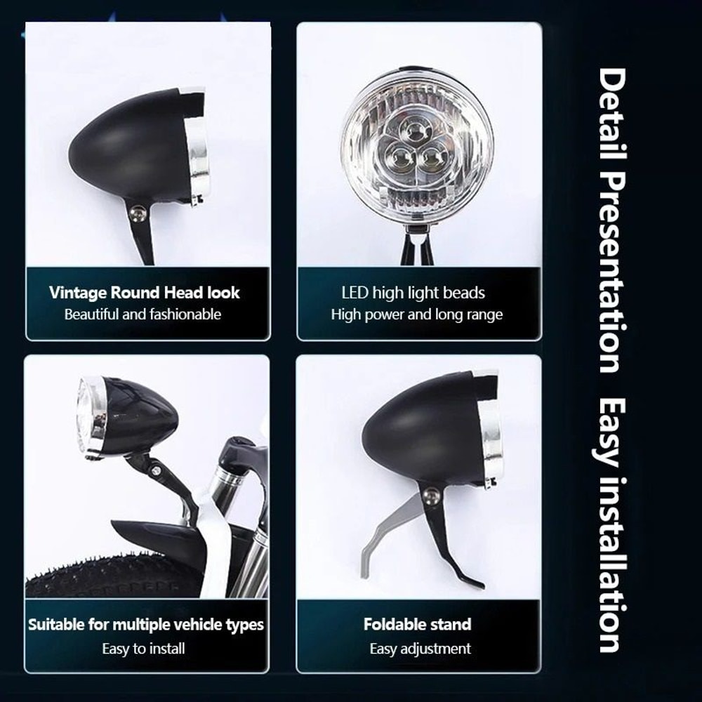 Vintage Style Bicycle Front LED Headlight For Night Riding Safety 1