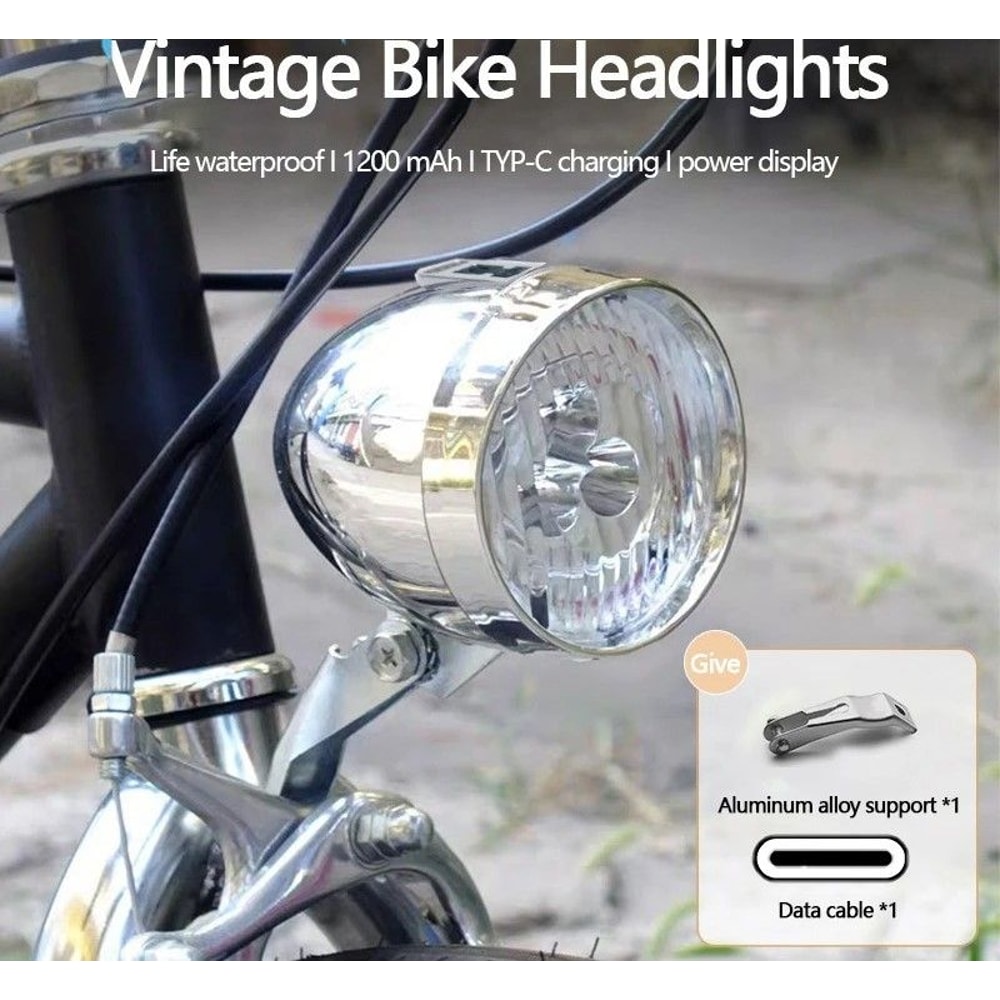 Vintage Style Bicycle Front LED Headlight For Night Riding Safety 2
