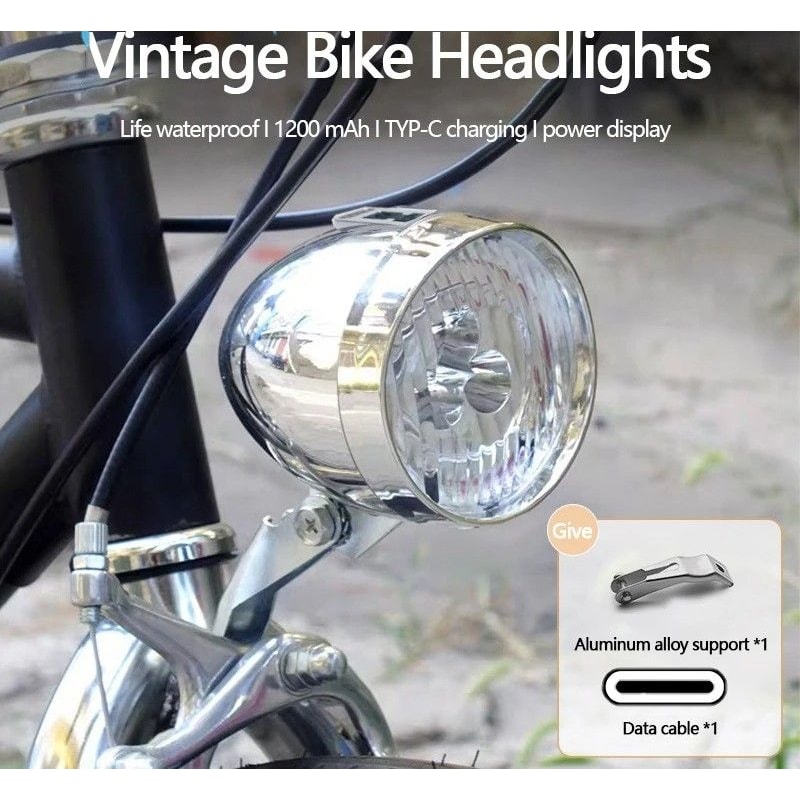 Vintage Style Bicycle Front LED Headlight For Night Riding Safety 2