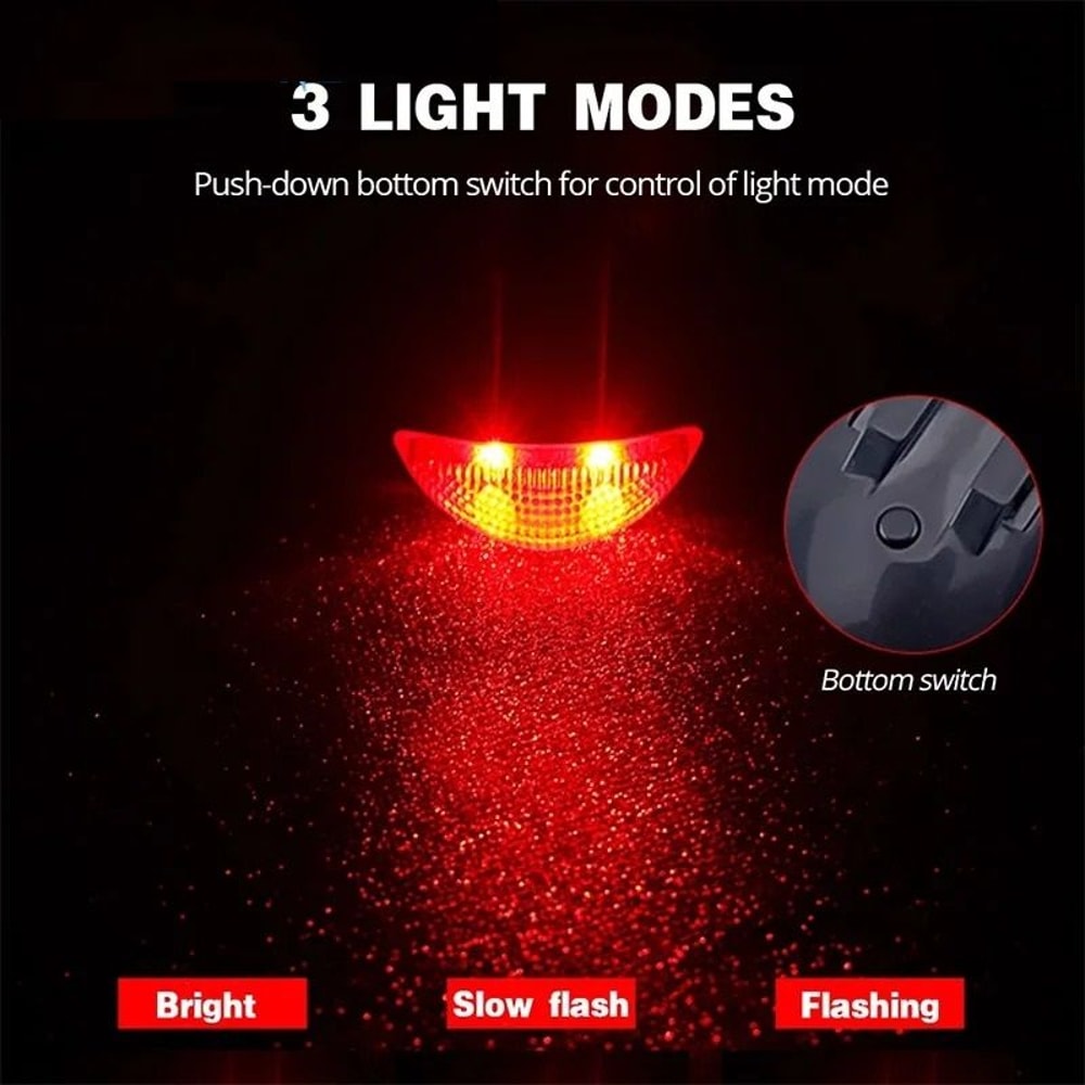 Solar Powered Bicycle Rear Taillights With LED Safety Warning 1