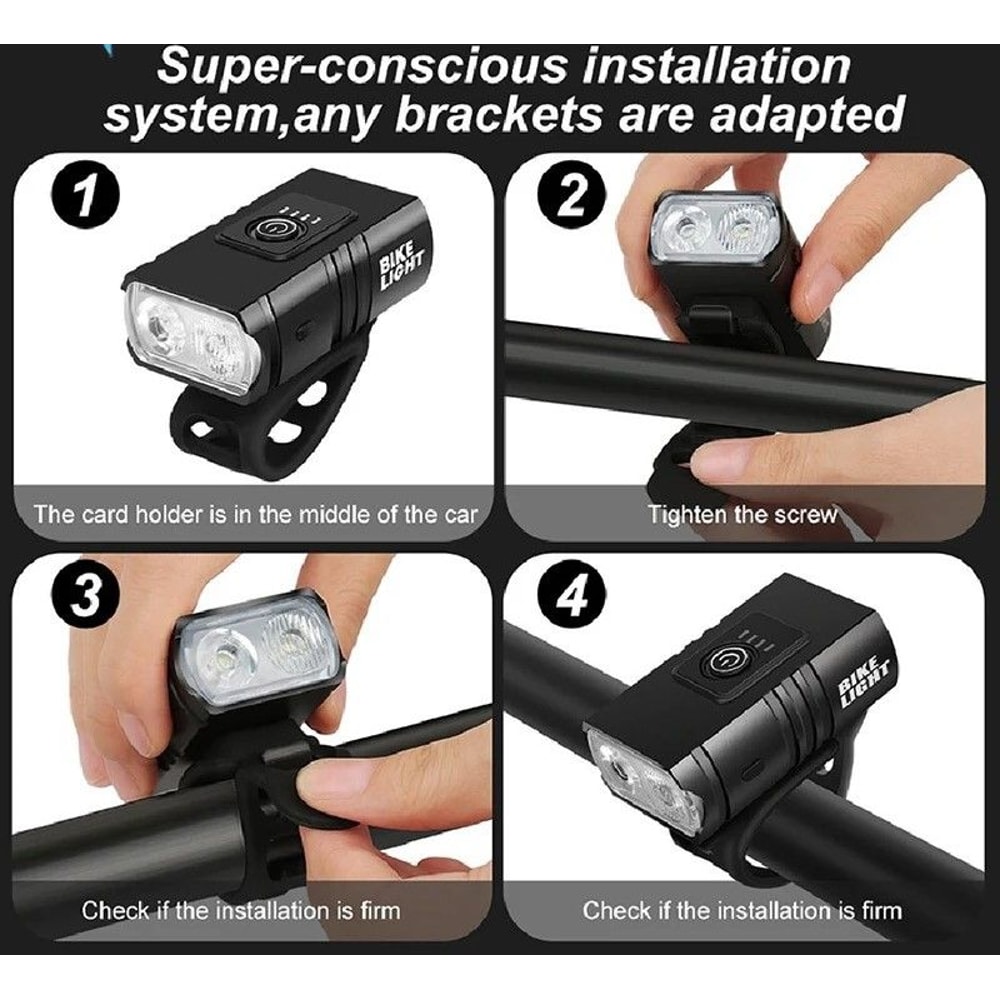 USB Rechargeable Bicycle Front Light With Adjustable LED Brightness 5