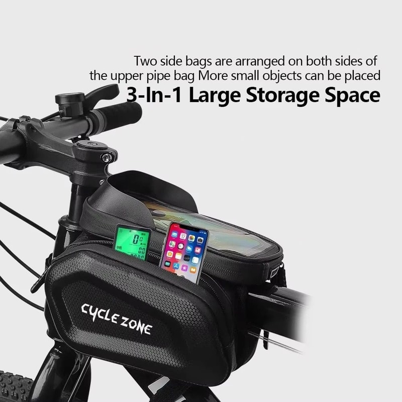 Bicycle Top Tube Frame Phone Holder Bag For Cycling Storage 4