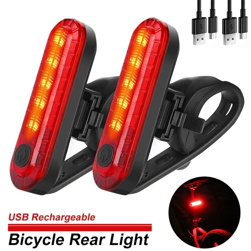 USB Rechargeable Bicycle Rear Tail Lights For Night Riding Safety 0