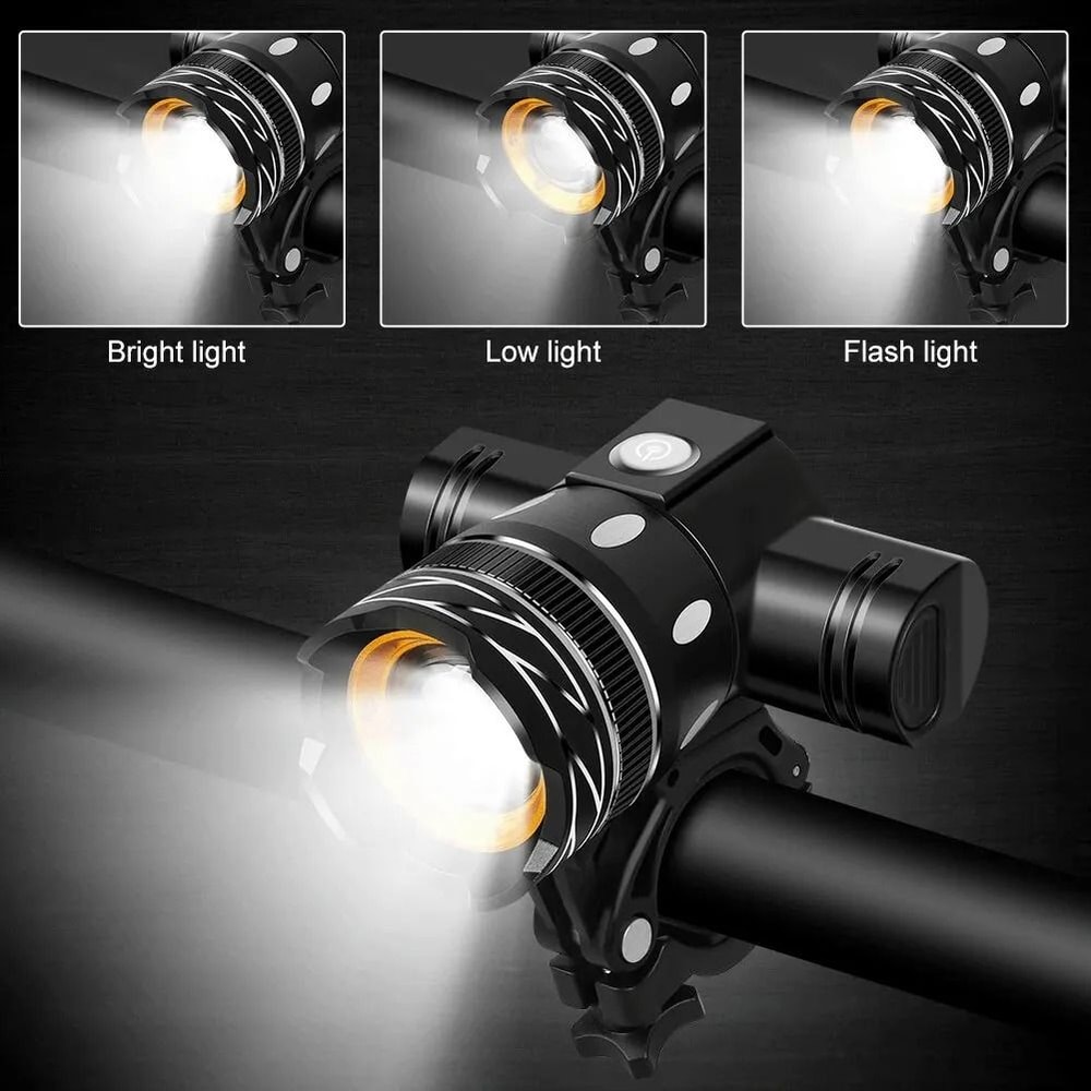 USB Rechargeable Bicycle Front Light With Adjustable Zoom And Waterproof Design 2