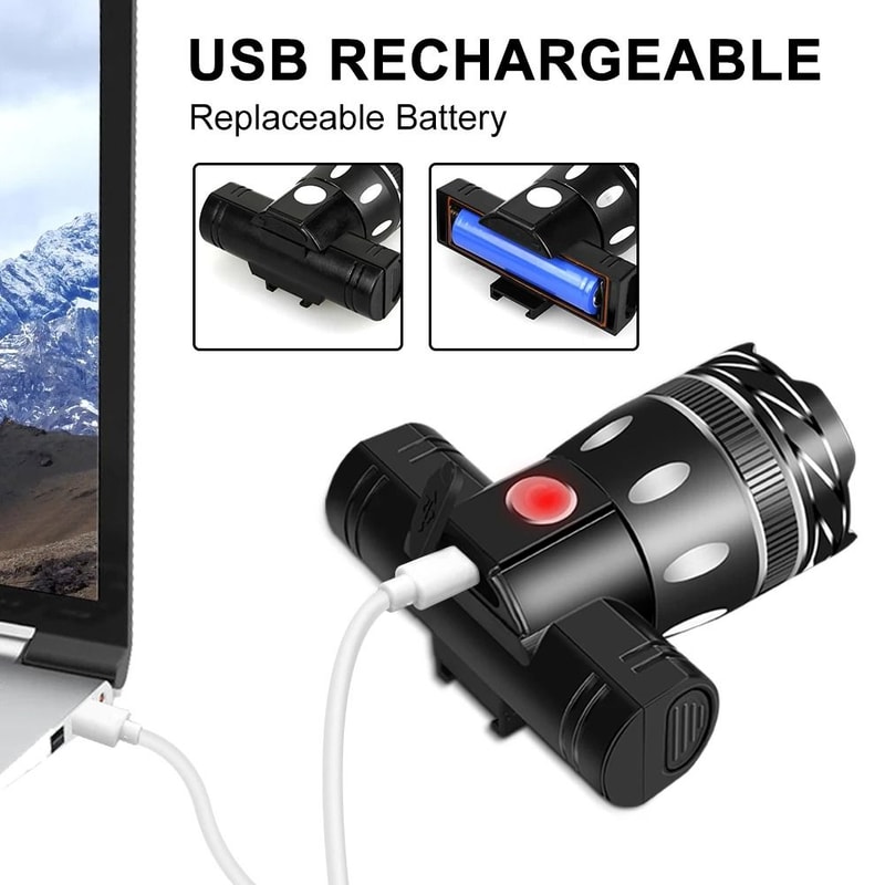 USB Rechargeable Bicycle Front Light With Adjustable Zoom And Waterproof Design 3