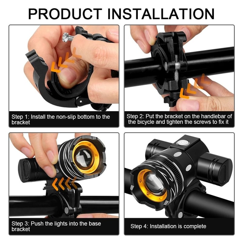 USB Rechargeable Bicycle Front Light With Adjustable Zoom And Waterproof Design 4