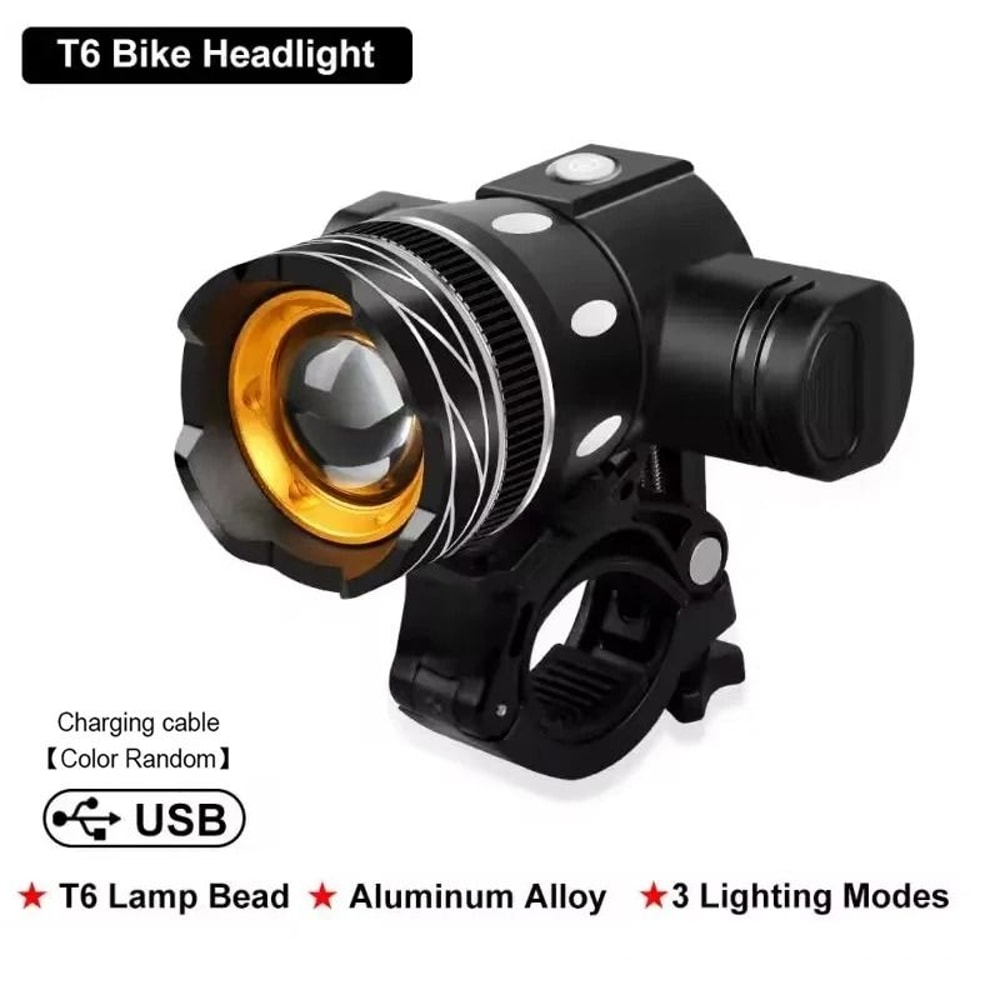 USB Rechargeable Bicycle Front Light With Adjustable Zoom And Waterproof Design 6
