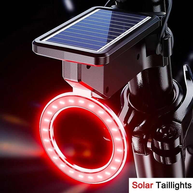Solar Powered Bicycle Rear Tail Light With Smart Sensor For Night Riding 0