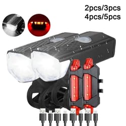 usb rechargeable bicycle front and rear light set for night riding safety