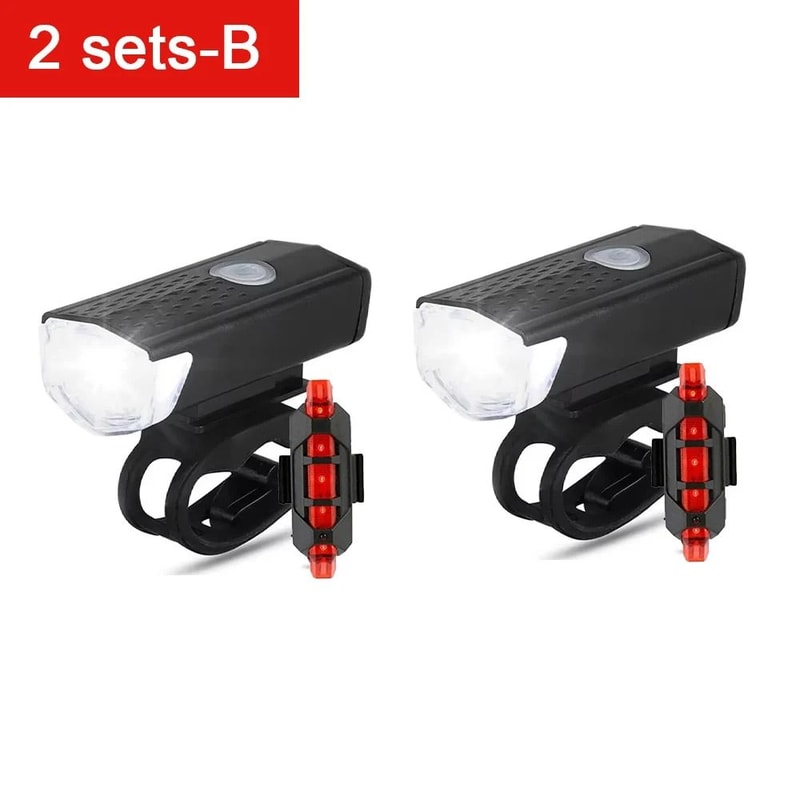 USB Rechargeable Bicycle Front And Rear Light Set For Night Riding Safety 10