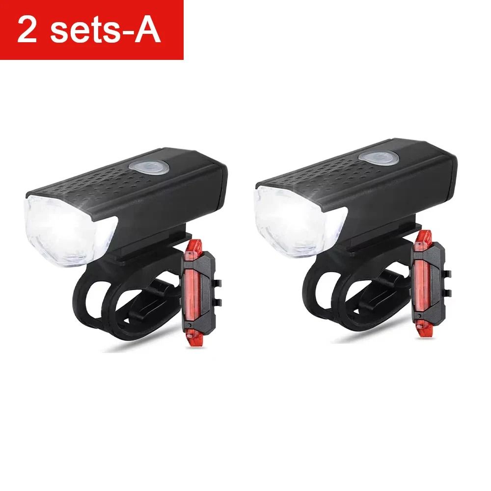 USB Rechargeable Bicycle Front And Rear Light Set For Night Riding Safety 6