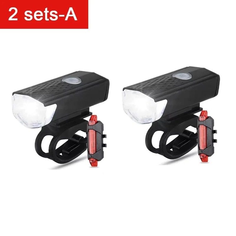 USB Rechargeable Bicycle Front And Rear Light Set For Night Riding Safety 6