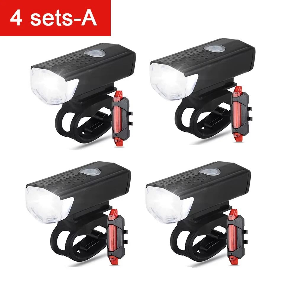 USB Rechargeable Bicycle Front And Rear Light Set For Night Riding Safety 8