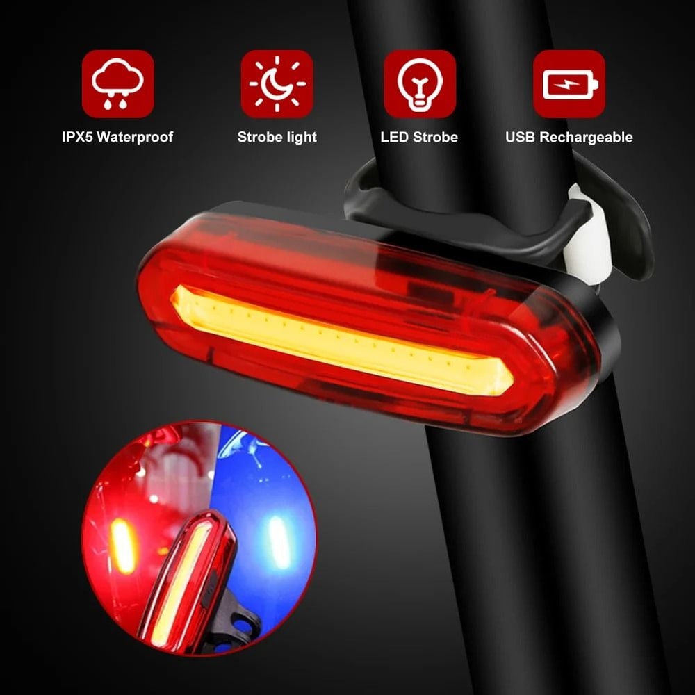 USB Rechargeable Bicycle Rear Taillight LED Safety Warning Lamp 1