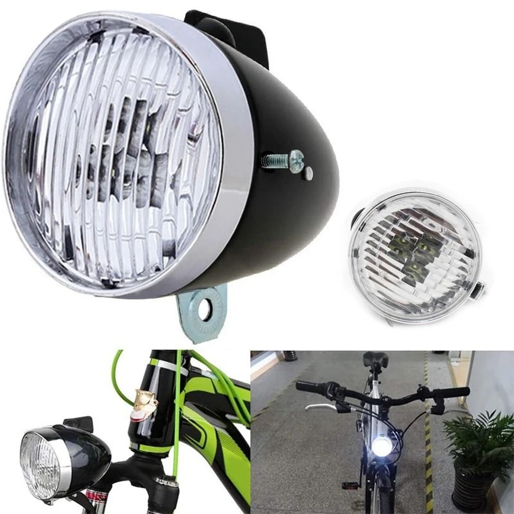 Retro Bicycle Front LED Headlight With Mount Bracket For Night Riding 0