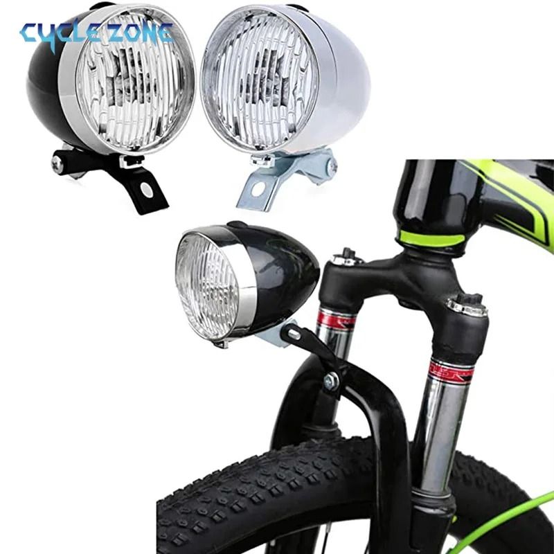 Retro Bicycle Front LED Headlight With Mount Bracket For Night Riding 1