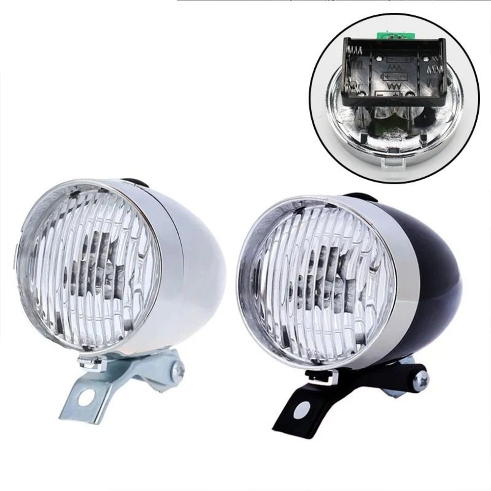 Retro Bicycle Front LED Headlight With Mount Bracket For Night Riding 2