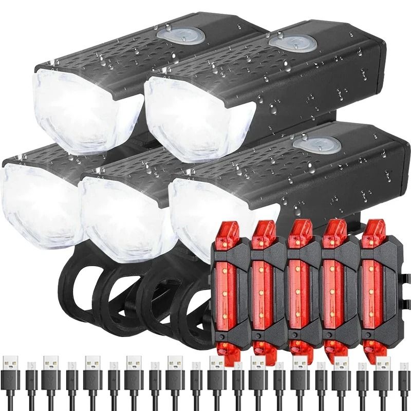 Rechargeable Bicycle Headlight And Taillight Set For Safer Night Cycling 0