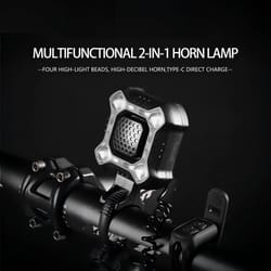 rechargeable electronic bicycle bell and horn with bright handlebar light