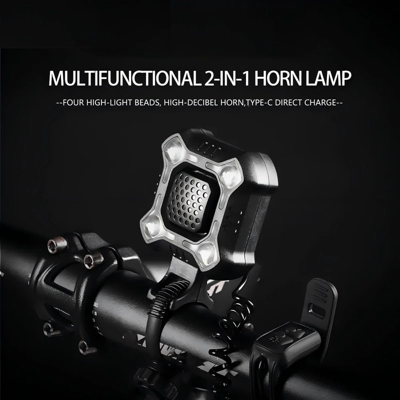 Rechargeable Electronic Bicycle Bell And Horn With Bright Handlebar Light 0