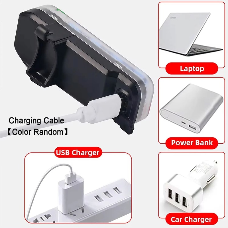 USB Rechargeable Bicycle Rear Safety Tail Light With Red And Blue LED 5