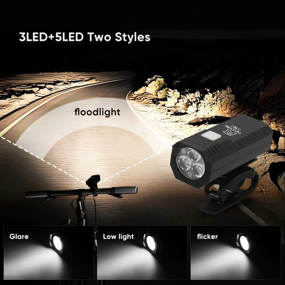 USB Rechargeable Bike Front Light And Taillight Set With Three Lighting Modes 2