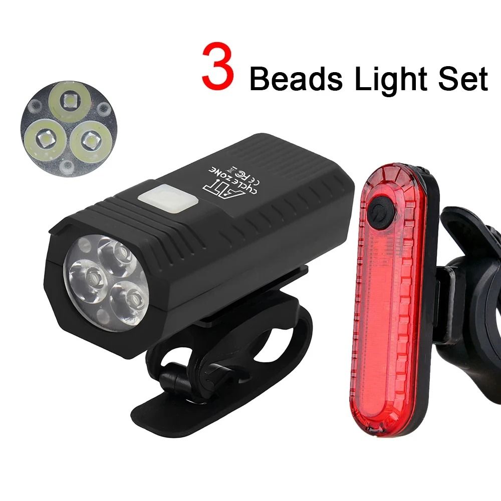 USB Rechargeable Bike Front Light And Taillight Set With Three Lighting Modes 5