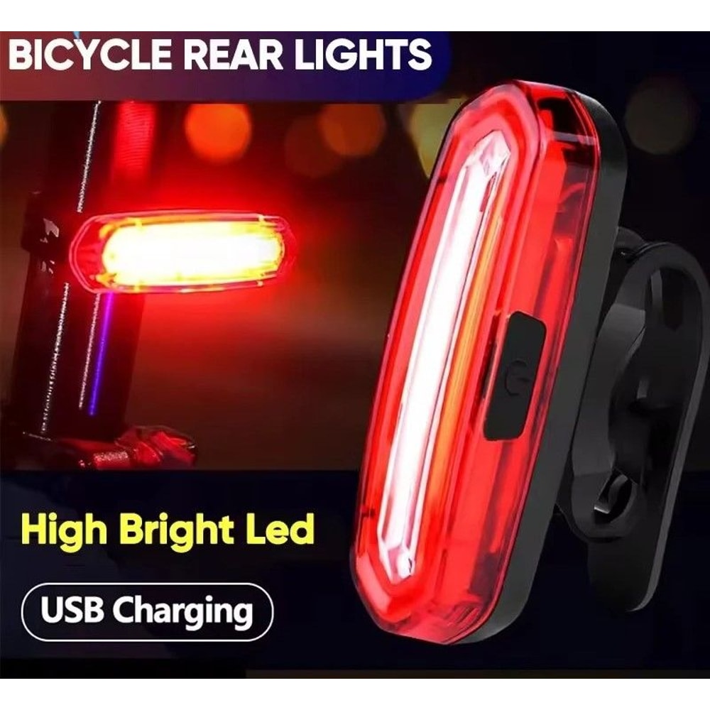 USB Rechargeable Bicycle Tail Light With Bright COB LED For Night Safety 0