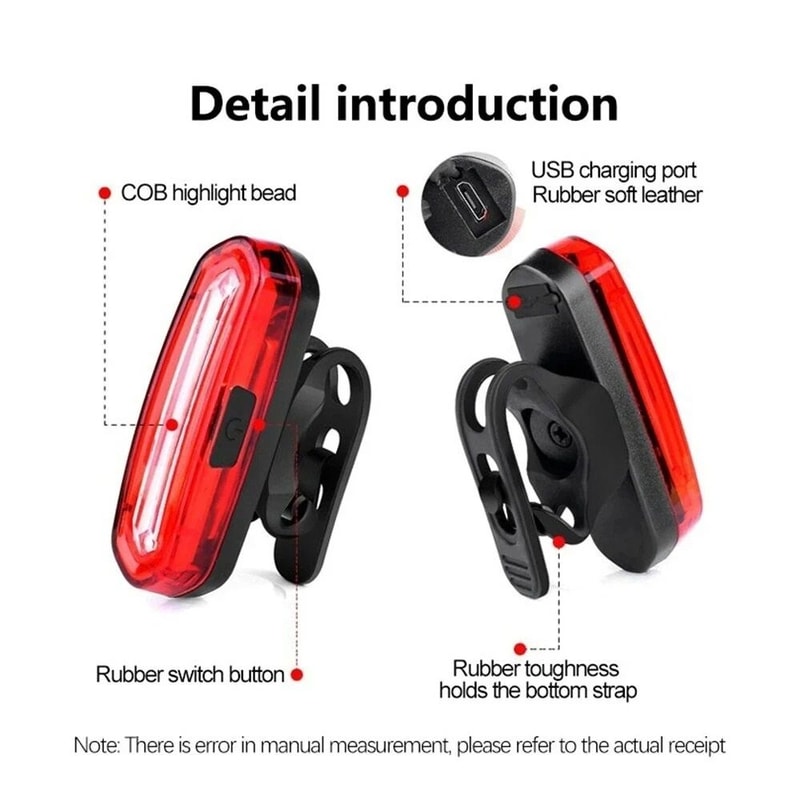 USB Rechargeable Bicycle Tail Light With Bright COB LED For Night Safety 2
