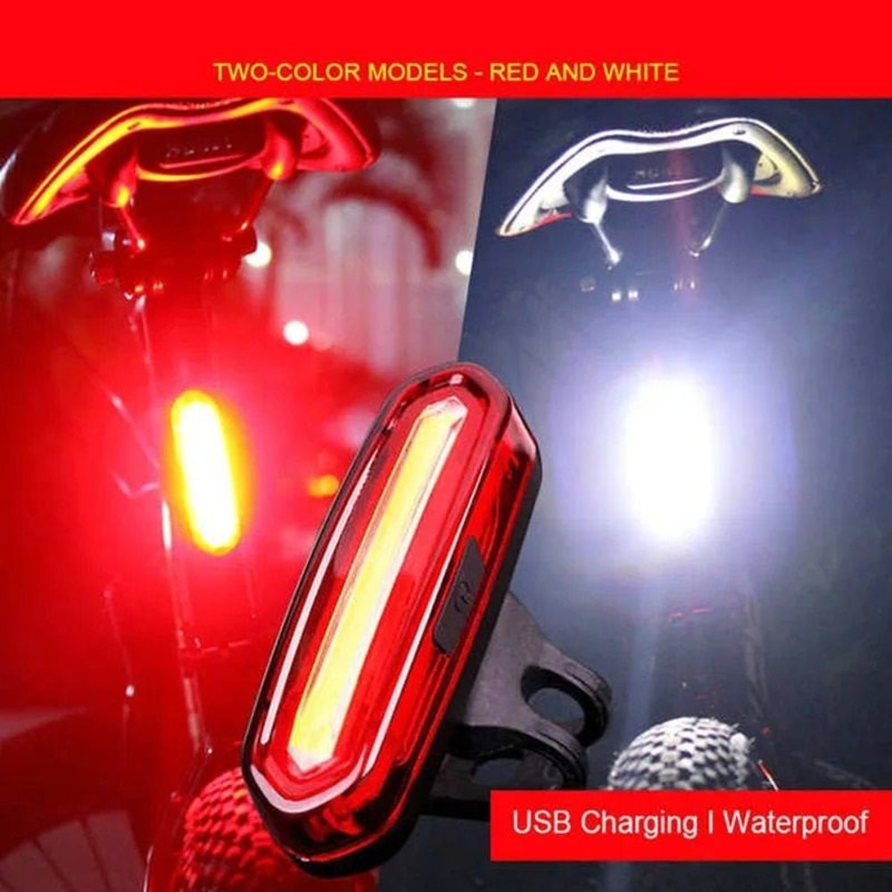 USB Rechargeable Bicycle Tail Light With Bright COB LED For Night Safety 7