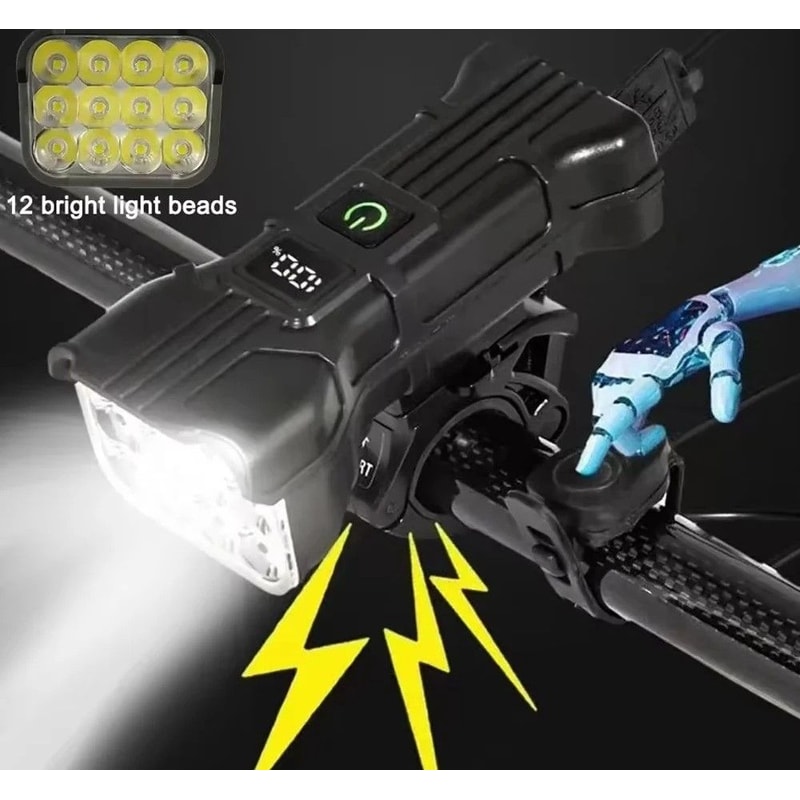 Rechargeable Bicycle Front LED Light With Horn For Night Riding 0