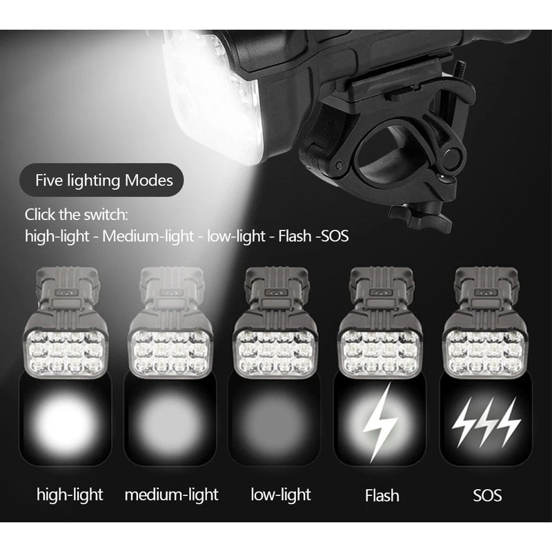 Rechargeable Bicycle Front LED Light With Horn For Night Riding 2