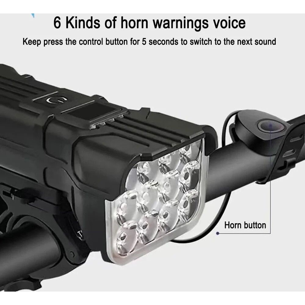 Rechargeable Bicycle Front LED Light With Horn For Night Riding 3