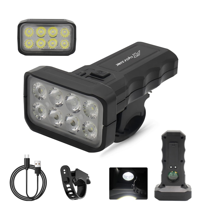 Rechargeable Bicycle Front LED Light With Horn For Night Riding 6
