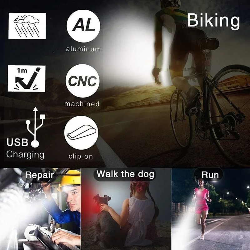 USB Rechargeable LED Bike Light Set Front And Rear Waterproof Cycling Safety Light 3