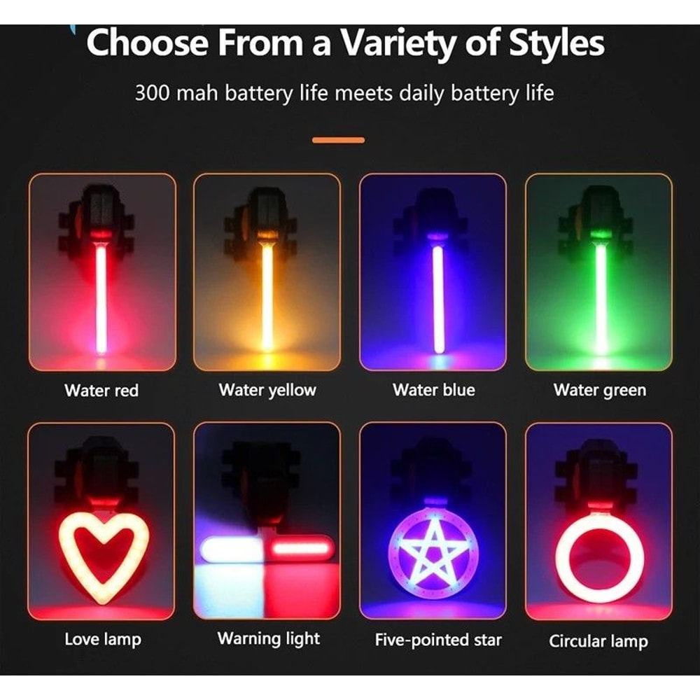 USB Rechargeable Bicycle Tail Light Multi Mode LED Cycling Rear Lamp 5