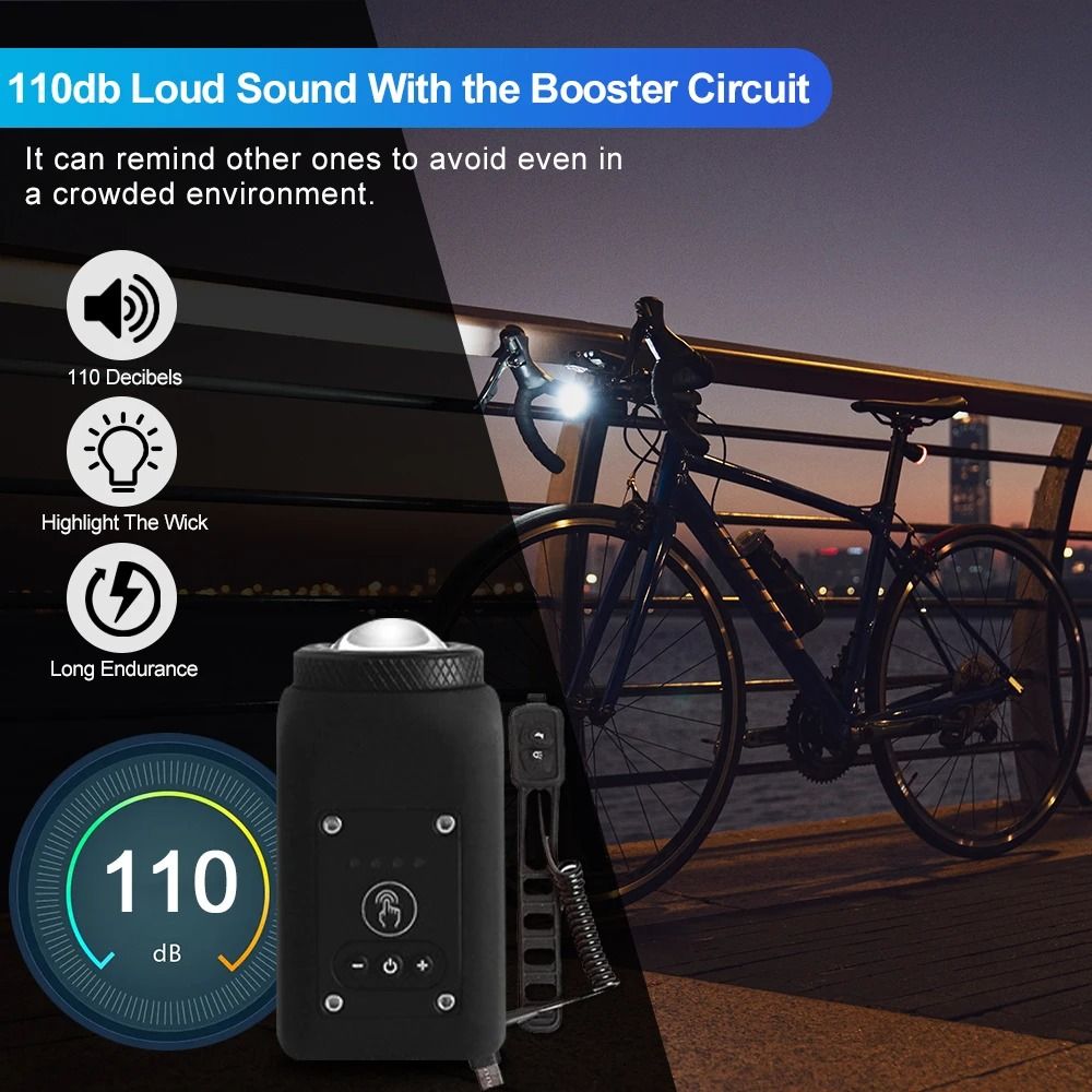 USB Rechargeable Bike Horn Light Bicycle Front Light With Electric Bell 1