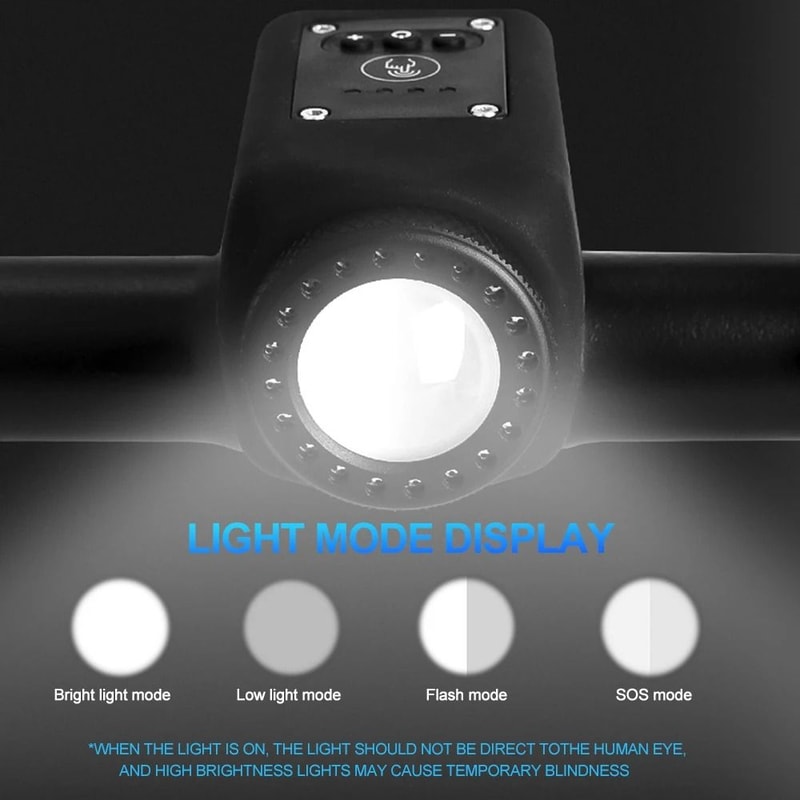 USB Rechargeable Bike Horn Light Bicycle Front Light With Electric Bell 2