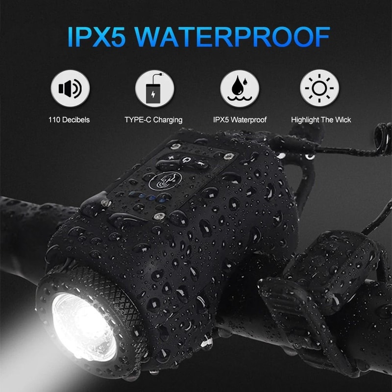 USB Rechargeable Bike Horn Light Bicycle Front Light With Electric Bell 3