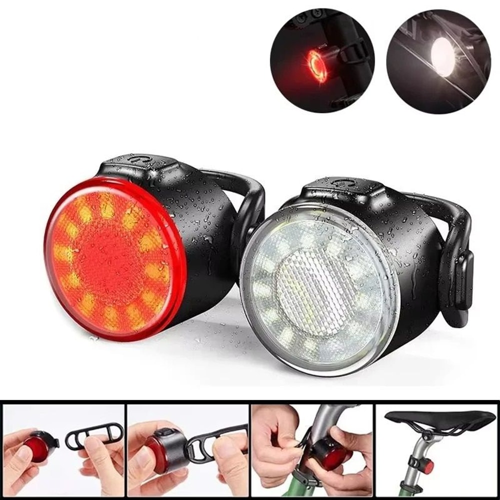 Rechargeable Mini Bike Light COB Bicycle Front And Rear Safety Lamp 0