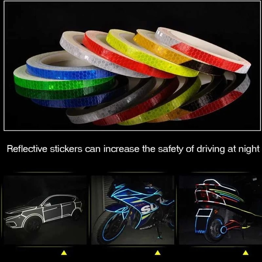 Reflective Bike Stickers Safety Tape Fluorescent Bicycle Warning Strips 1