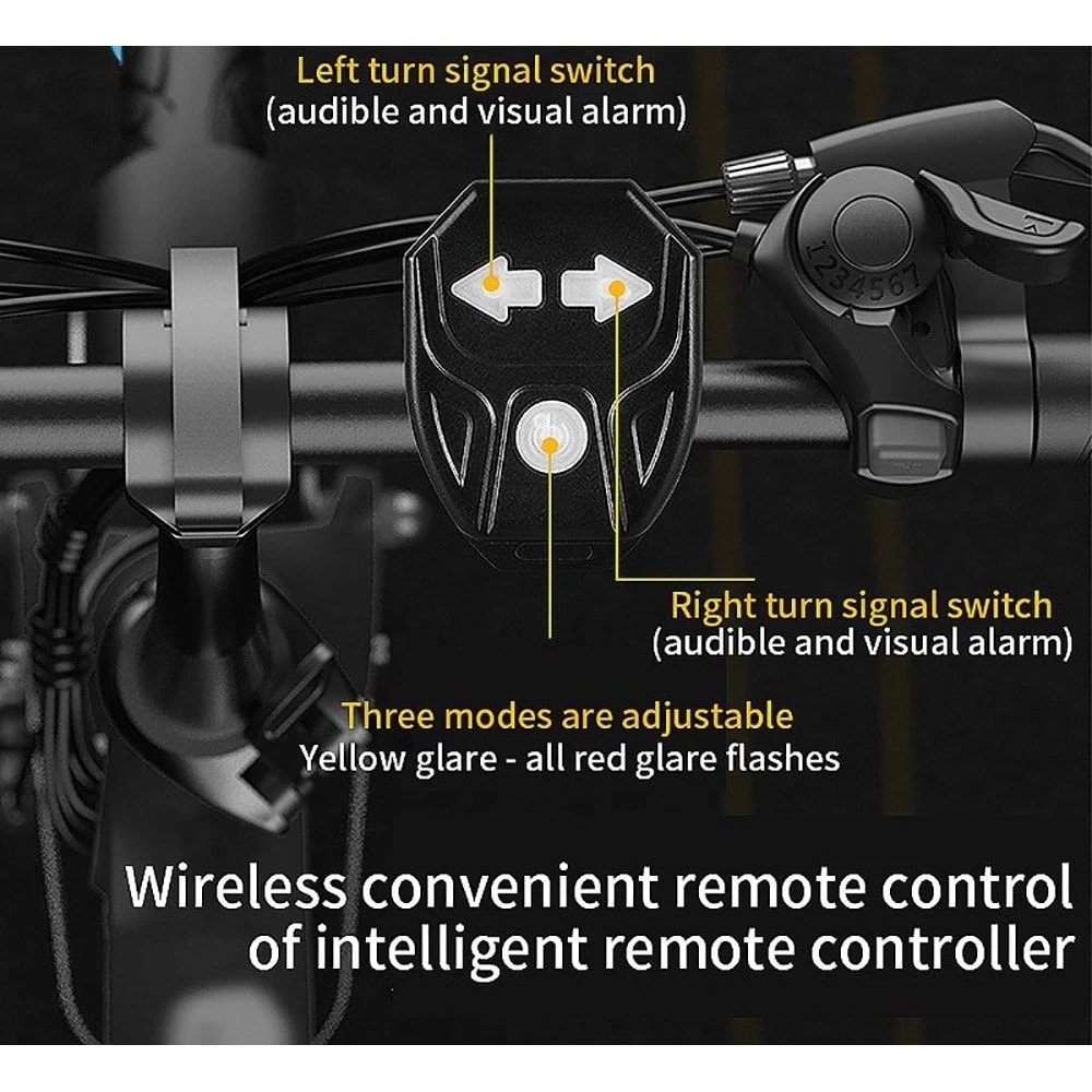 USB Rechargeable Bike Turn Signal Rear Light Wireless Remote Bicycle Tail Lamp 3