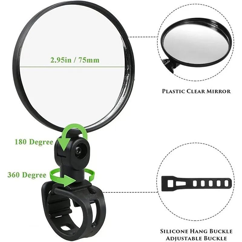 Rotating Bicycle Rear View Mirror For Handlebar Safety 0