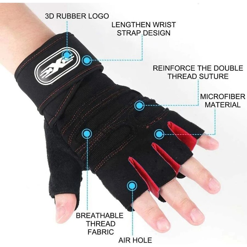 Fitness Half Finger Gloves With Wrist Support For Training And Riding 2