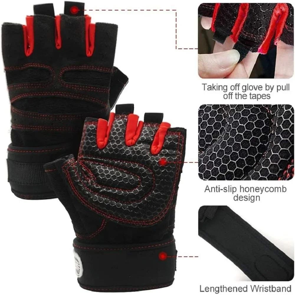 Fitness Half Finger Gloves With Wrist Support For Training And Riding 3